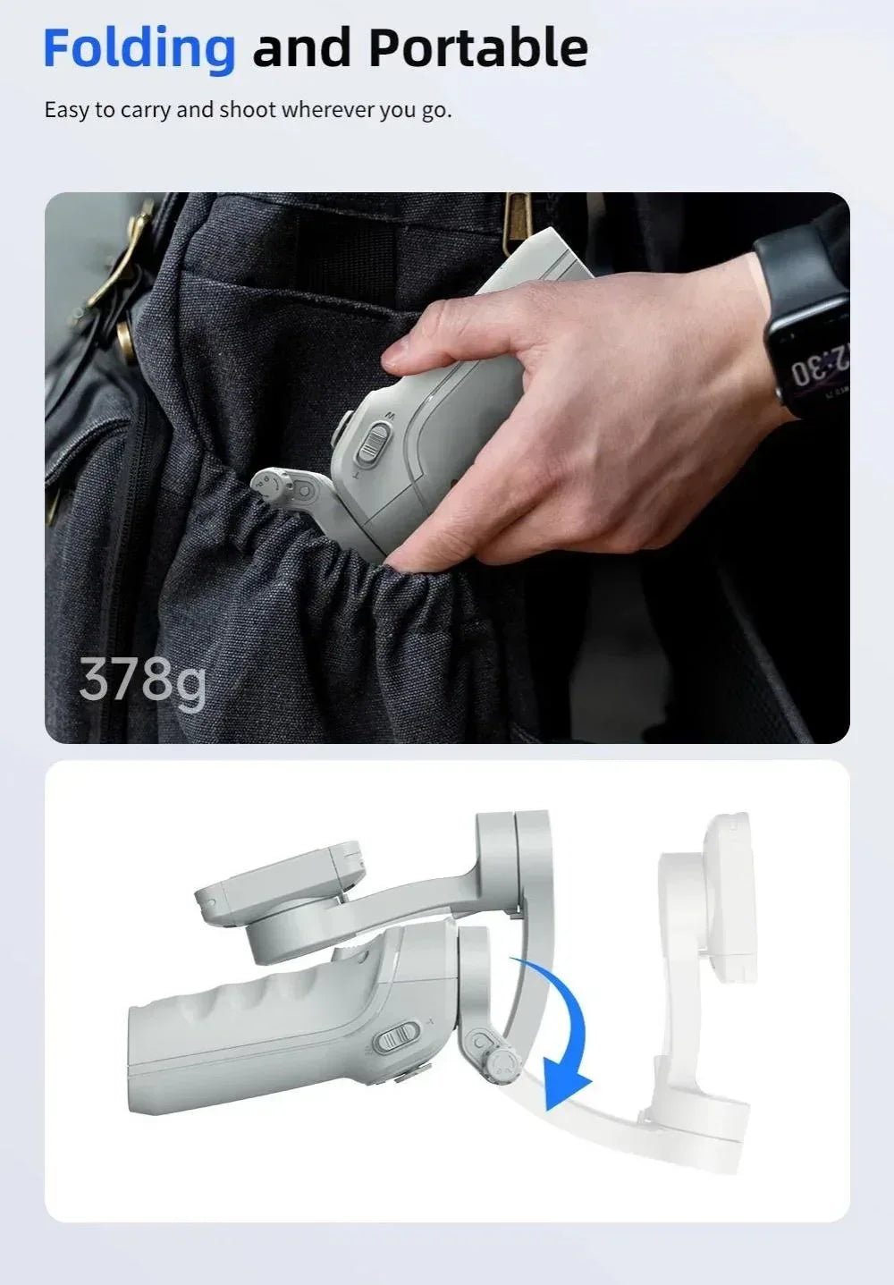 TOKQI Handheld 3-Axis Gimbal Phone Holder M01 - Three