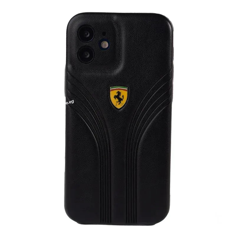 Ferrari Leather Case iPhone 12 - Three