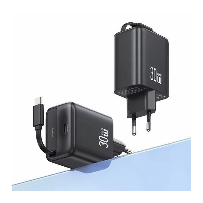 Usams 30W Charger With Type-C Retractable Cable