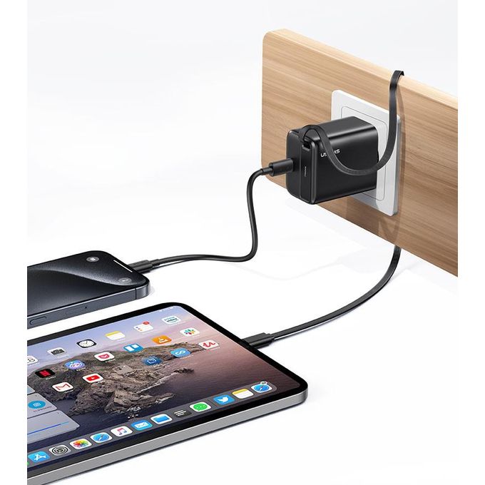 Usams 30W Charger With Type-C Retractable Cable