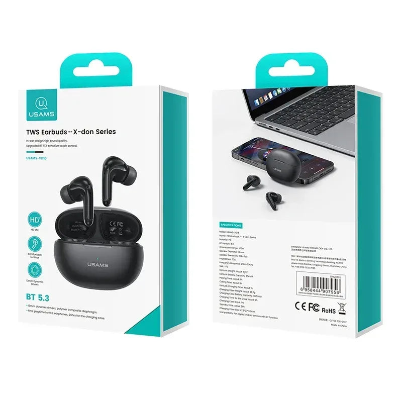 Usams Wireless Earphone TWS Earbuds X don Series XD18 - Three