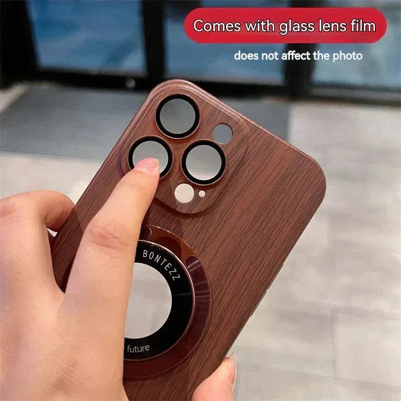 Walnut Wood Magsafe Case iPhone 14 Pro - Three