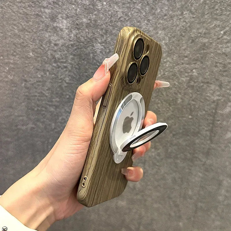 Walnut Wood Magsafe Case iPhone 14 Pro - Three