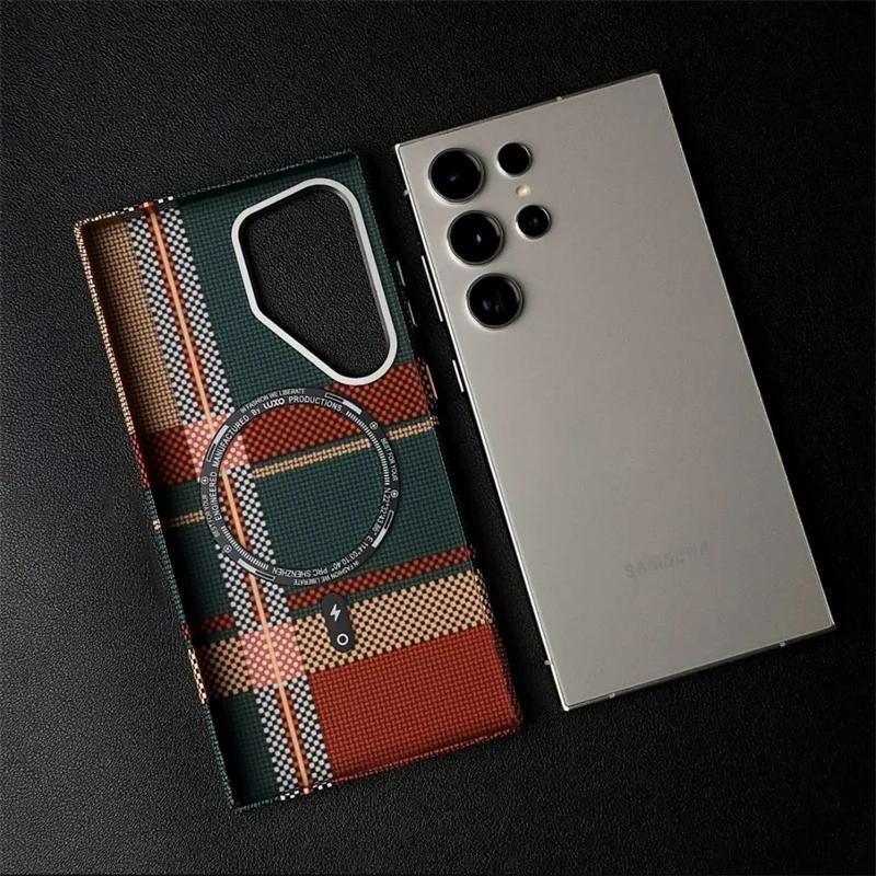 Warm Flannel Plaid Cloth Case Samsung S25 Ultra - Three