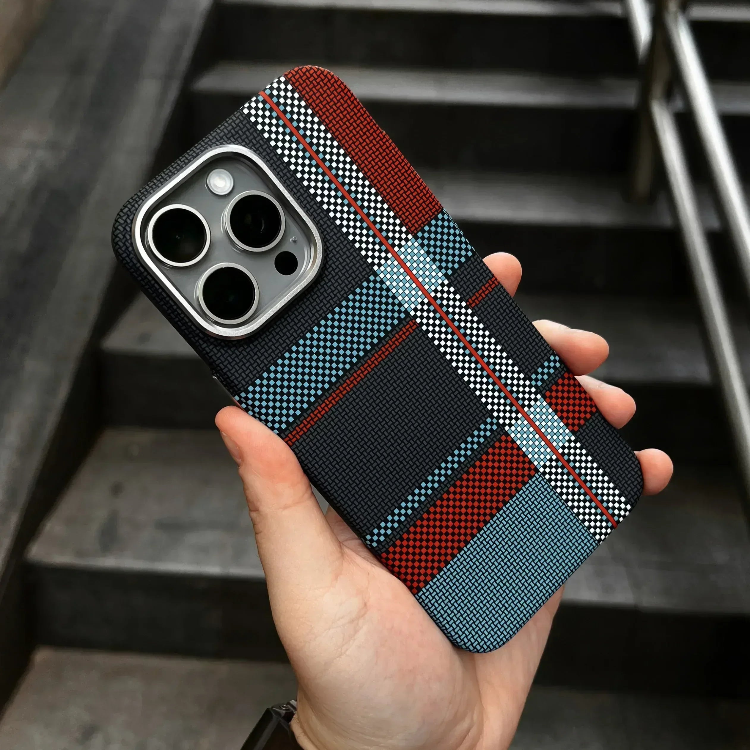 Warm Flannel Plaid Cloth Case iPhone 16 Pro Max - Three