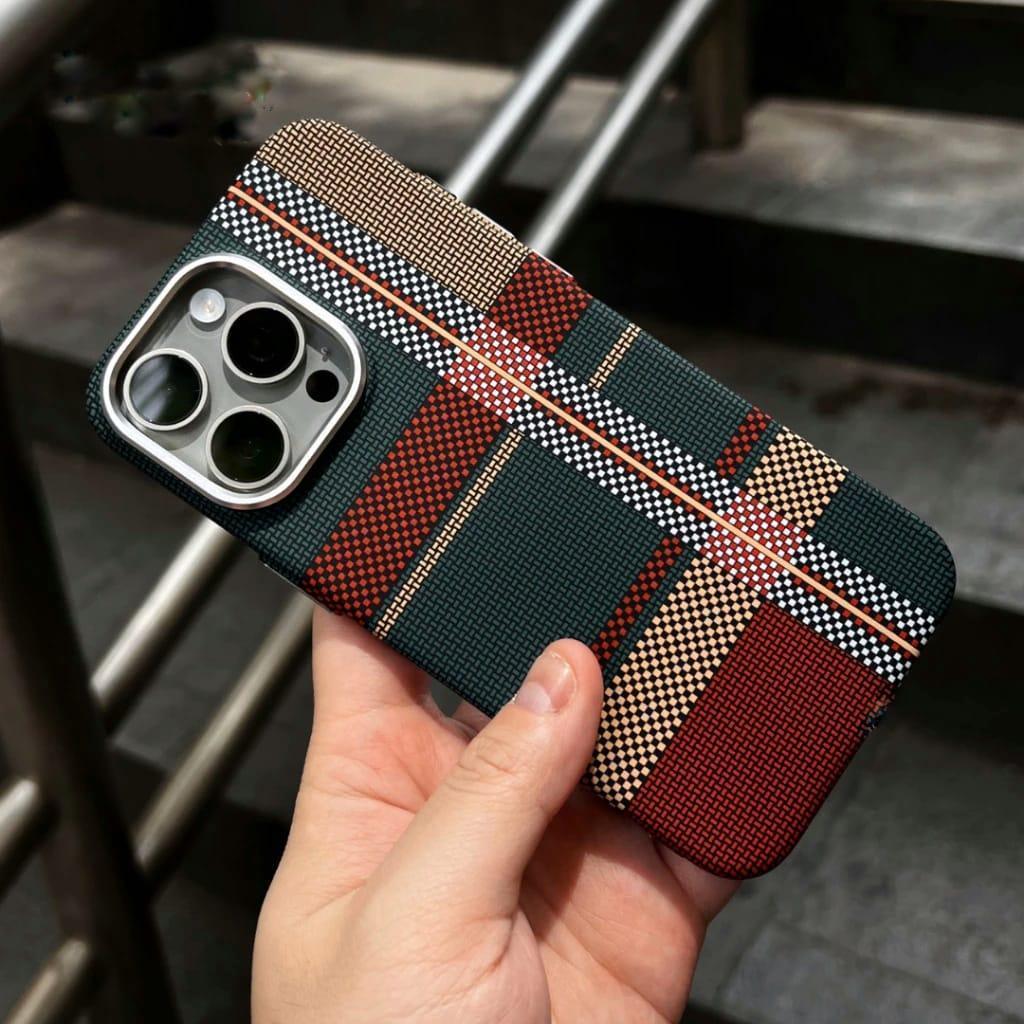 Warm Flannel Plaid Cloth Case iPhone 16 Pro Max - Three