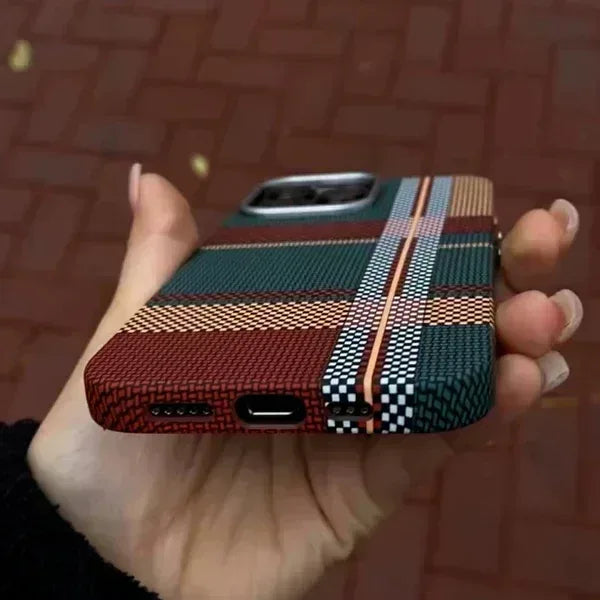 Warm Flannel Plaid Cloth Case iPhone 16 Pro Max - Three