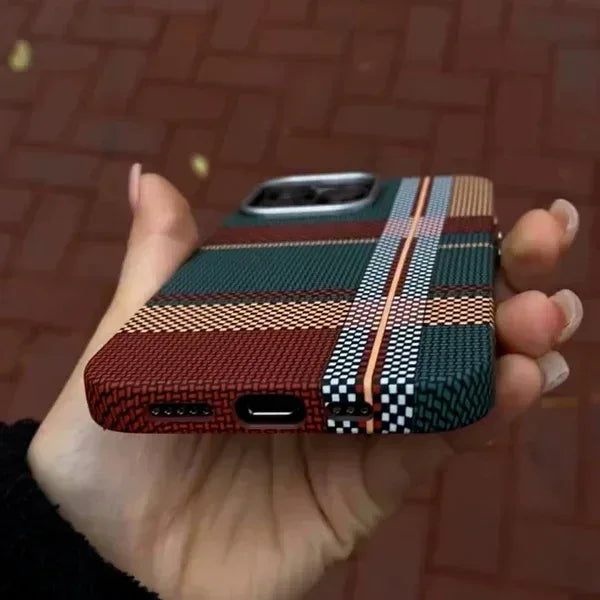 Warm Flannel Plaid Cloth Case iPhone 14 Pro - Three