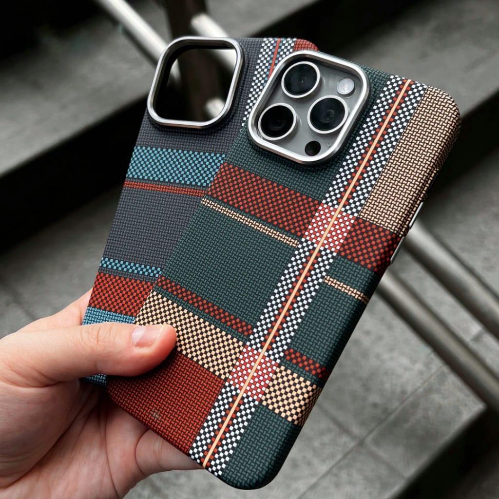 Warm Flannel Plaid Cloth Case iPhone 16 Pro Max - Three