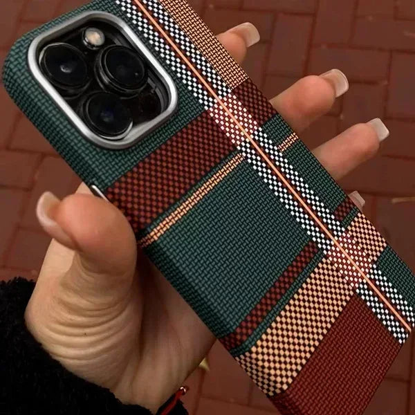 Warm Flannel Plaid Cloth Case iPhone 16 Pro Max - Three