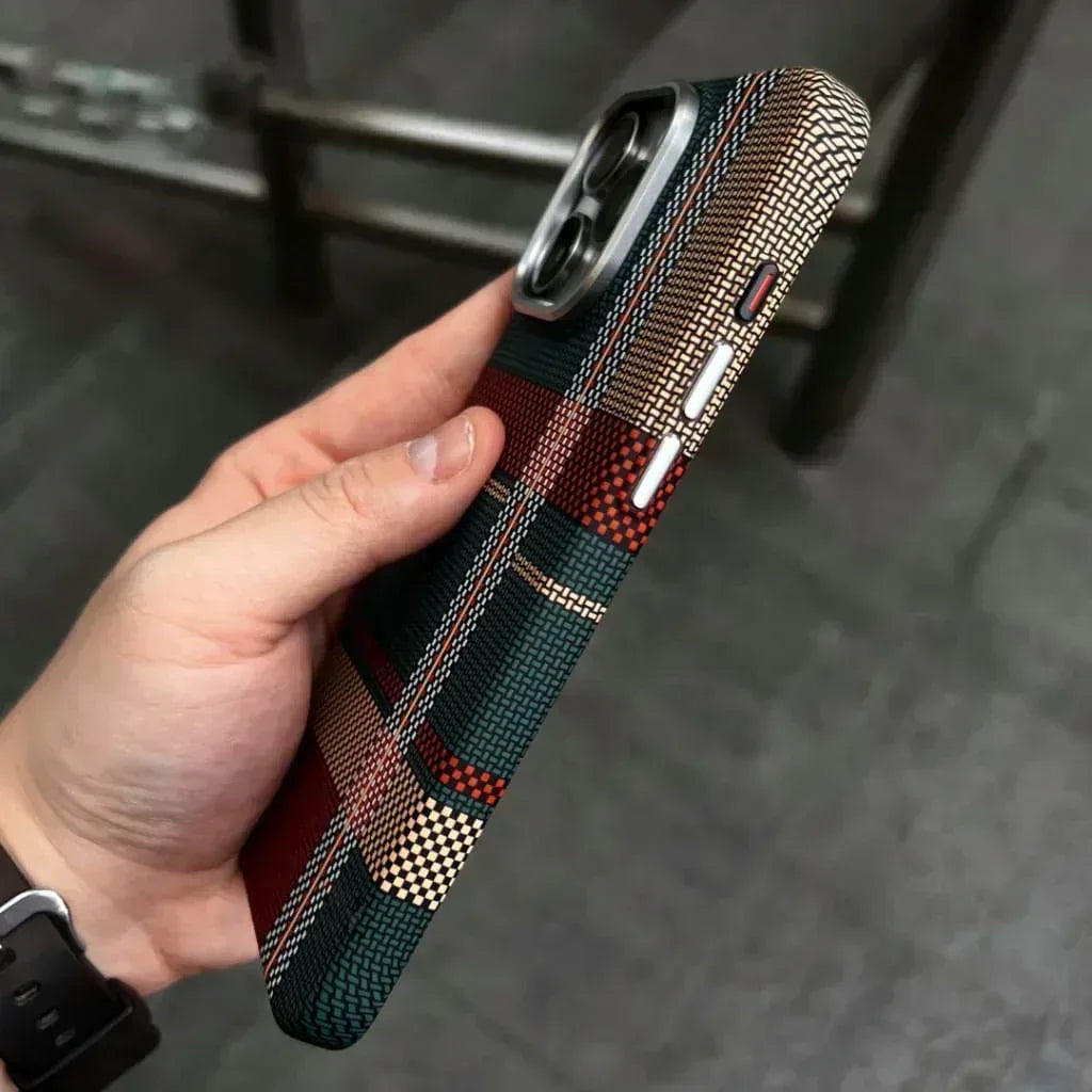 Warm Flannel Plaid Cloth Case iPhone 16 Pro Max - Three