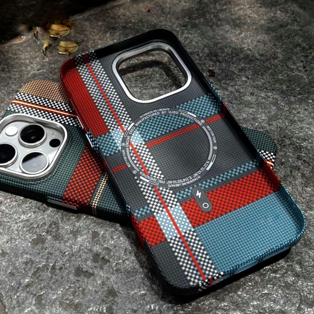 Warm Flannel Plaid Cloth Case iPhone 16 Pro Max - Three