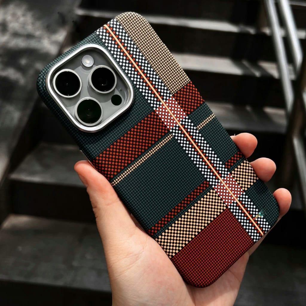 Warm Flannel Plaid Cloth Case iPhone 16 Pro Max - Three