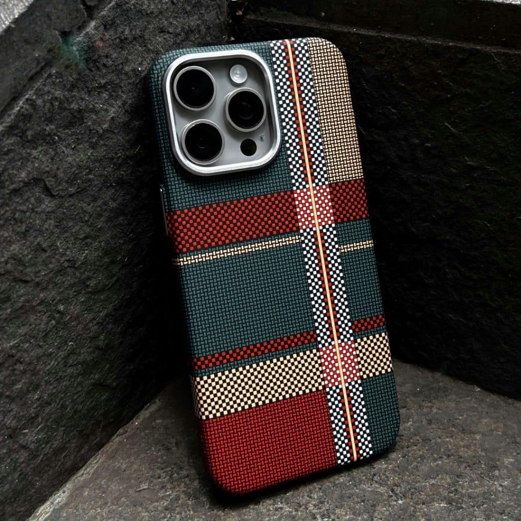 Warm Flannel Plaid Cloth Case iPhone 16 Pro Max - Three