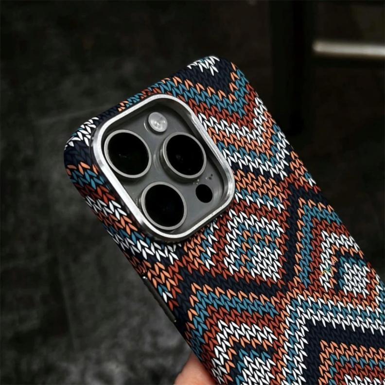 Warm Flannel Plaid Cloth Case iPhone 16 Pro Max - Three