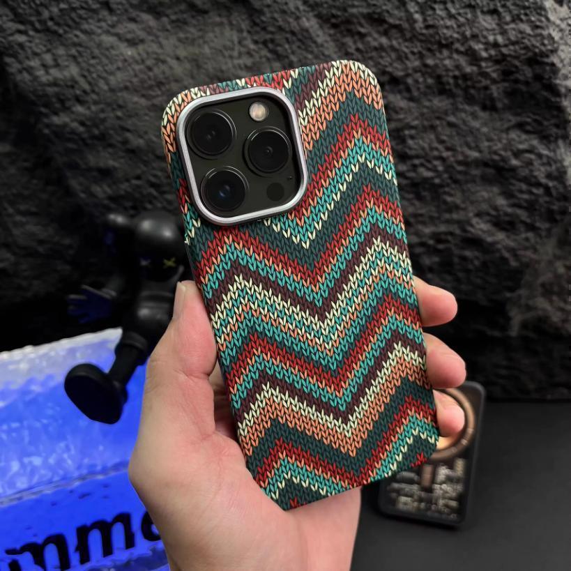 Warm Flannel Plaid Cloth Case iPhone 16 Pro Max - Three