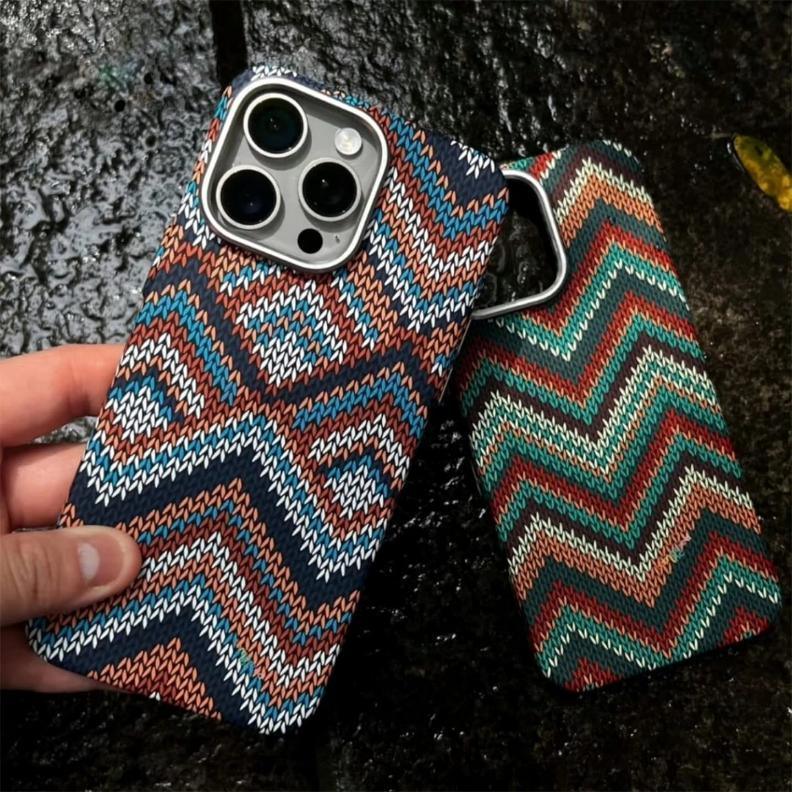 Warm Flannel Plaid Cloth Case iPhone 16 Pro Max - Three