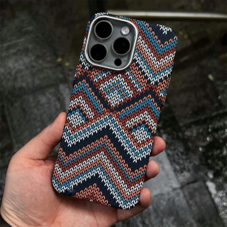 Warm Flannel Plaid Cloth Case iPhone 16 Pro Max - Three