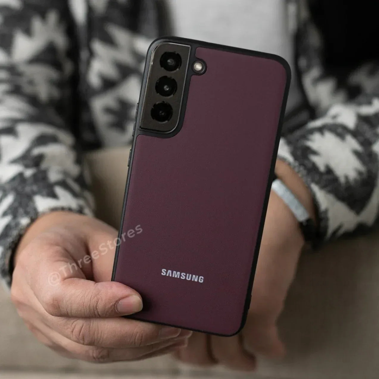 Slim Leather Camera Protection Case Samsung S22 Plus - Three