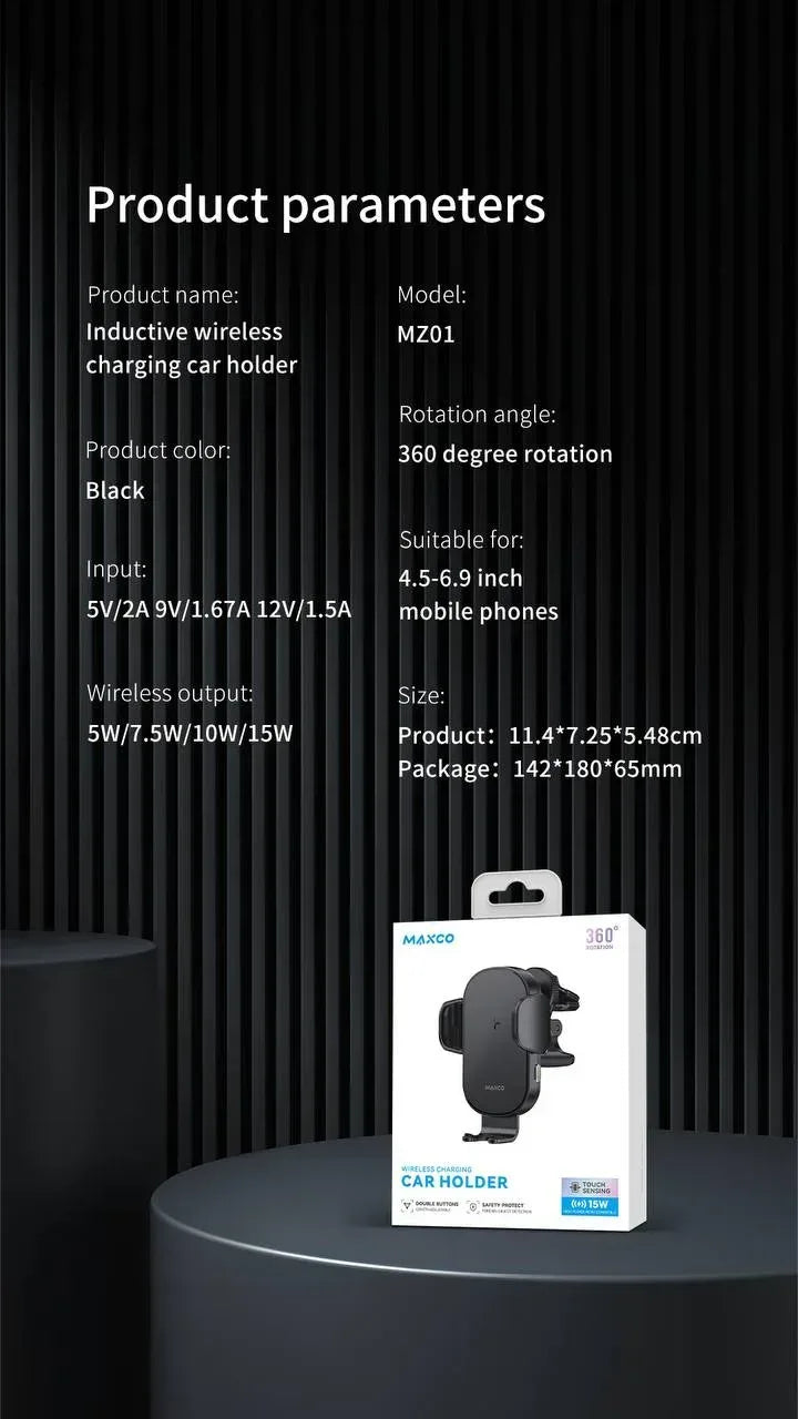 Maxco Wireless Charging Car Holder Air Vent 15W MZ01 - Three
