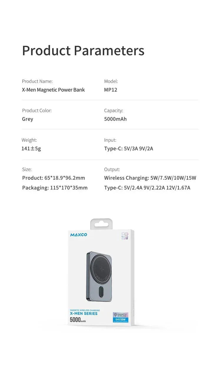 Maxco Magnetic Wireless Charging X-Men Series 5000 MP12 - Three
