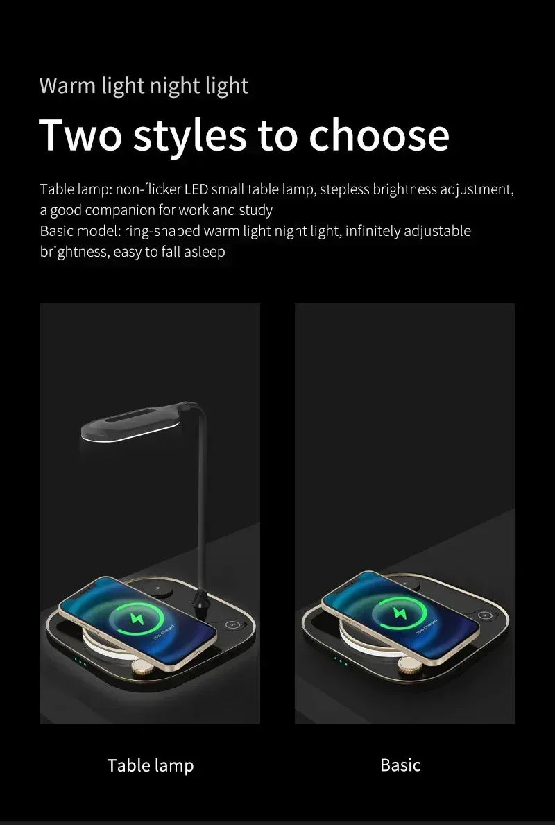 3 in1 Wireless Charging Station With Lamp X3 - Three