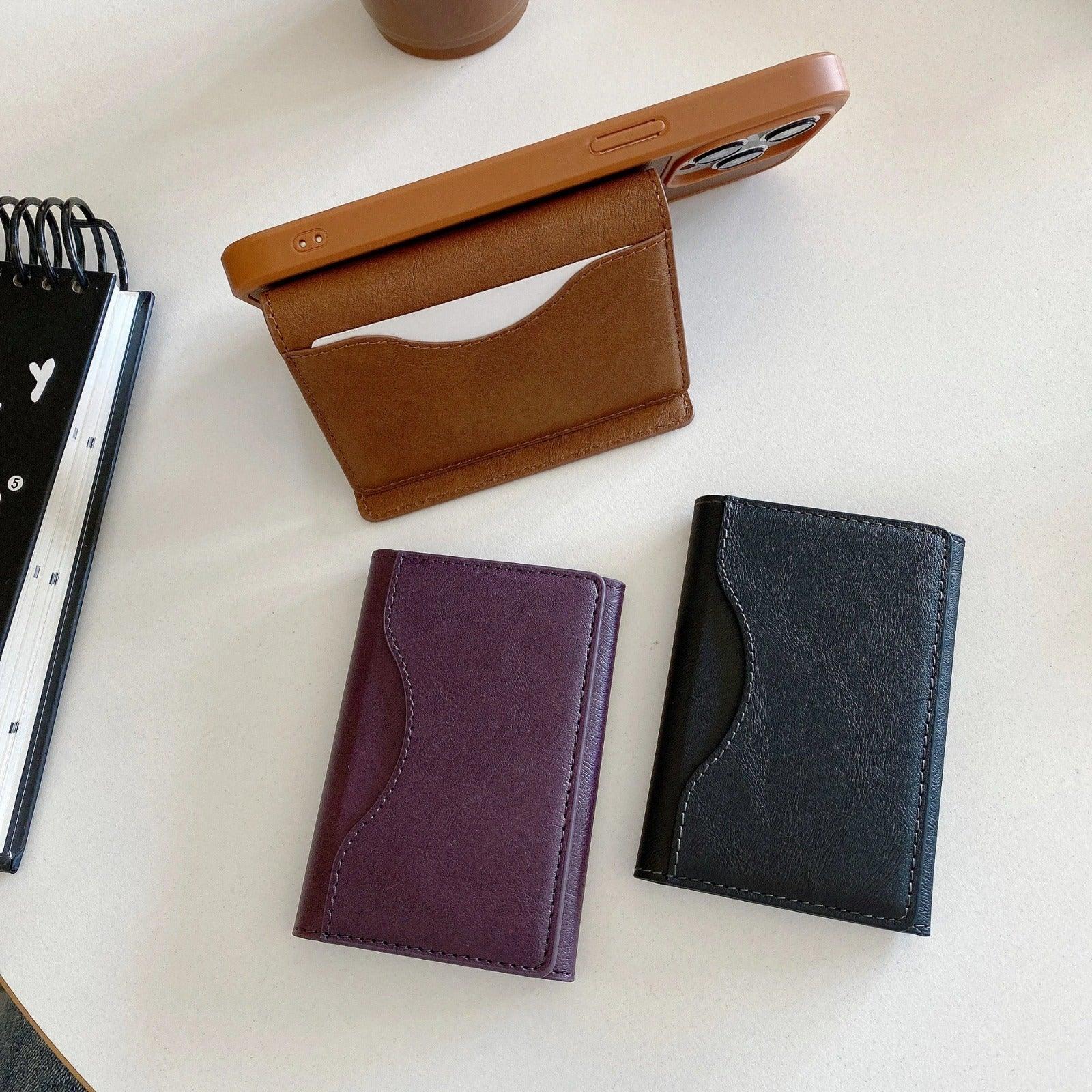 Triple Fold Leather MagSafe Wallet Card Holder - Three