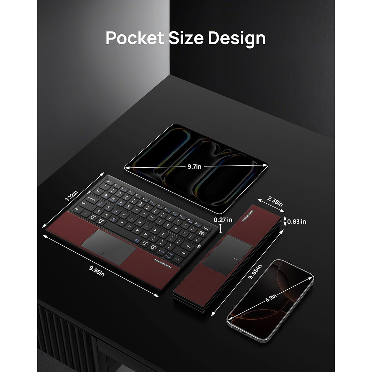 Harmonica Tri-Fold Keyboard with Touchpad Z01