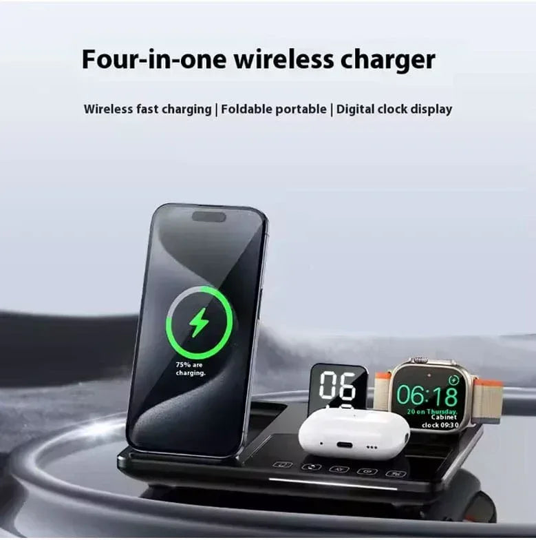 Wireless Charging Stand 4 in 1 Folding Desktop Multi-Function 15W - R11S - Three
