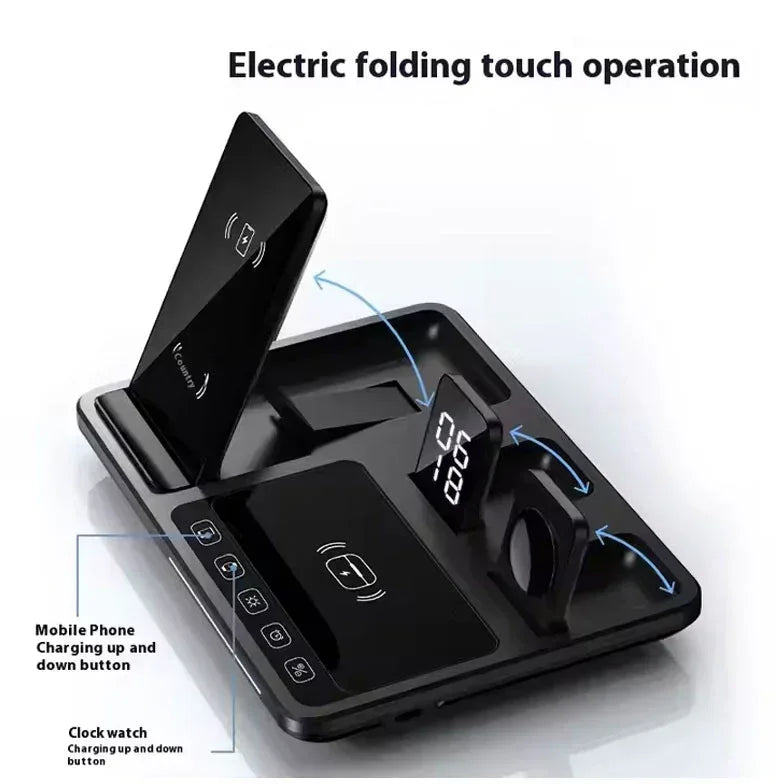 Wireless Charging Stand 4 in 1 Folding Desktop Multi-Function 15W - R11S - Three