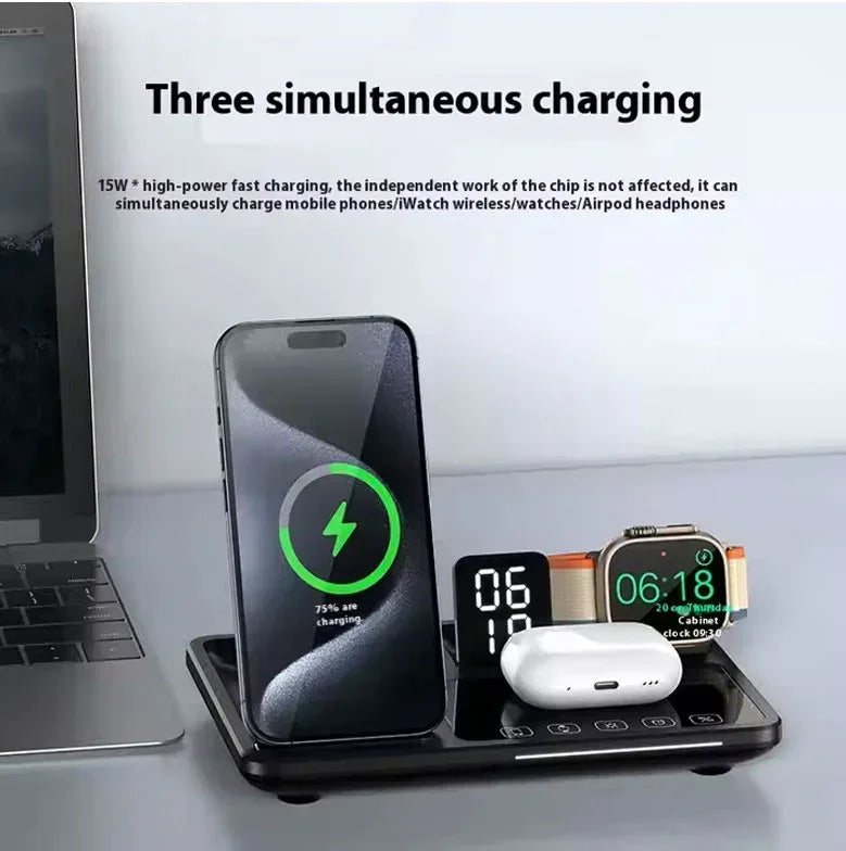 Wireless Charging Stand 4 in 1 Folding Desktop Multi-Function 15W - R11S - Three