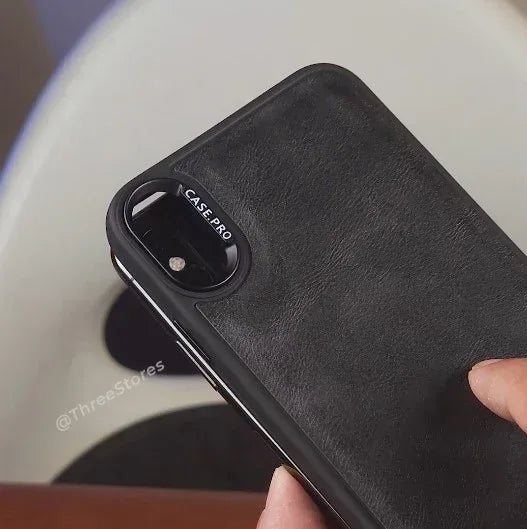 Black Leather Case iPhone X Max - Three