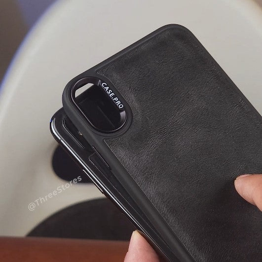 Black Leather Case iPhone X