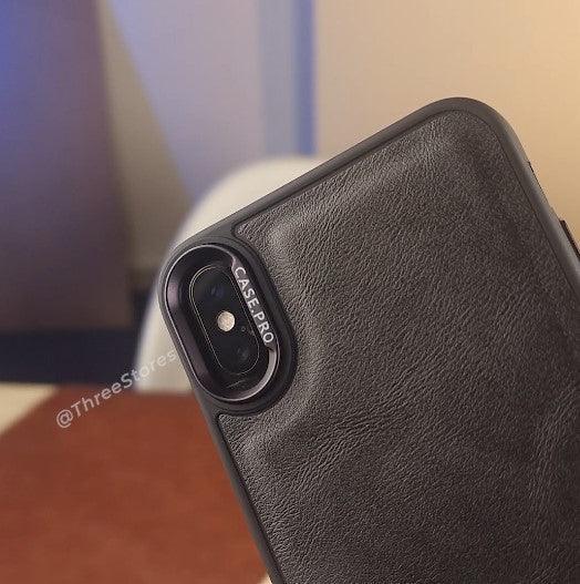 Black Leather Case iPhone X - Three