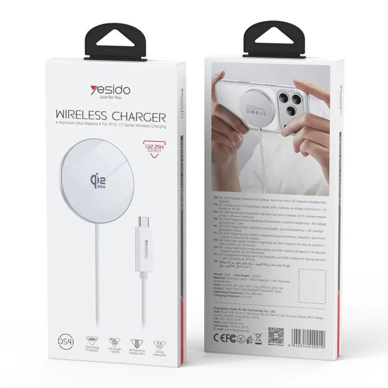 YESIDO QI2.2 Ultra Thin Magnetic Wireless Charger 25W DS41
