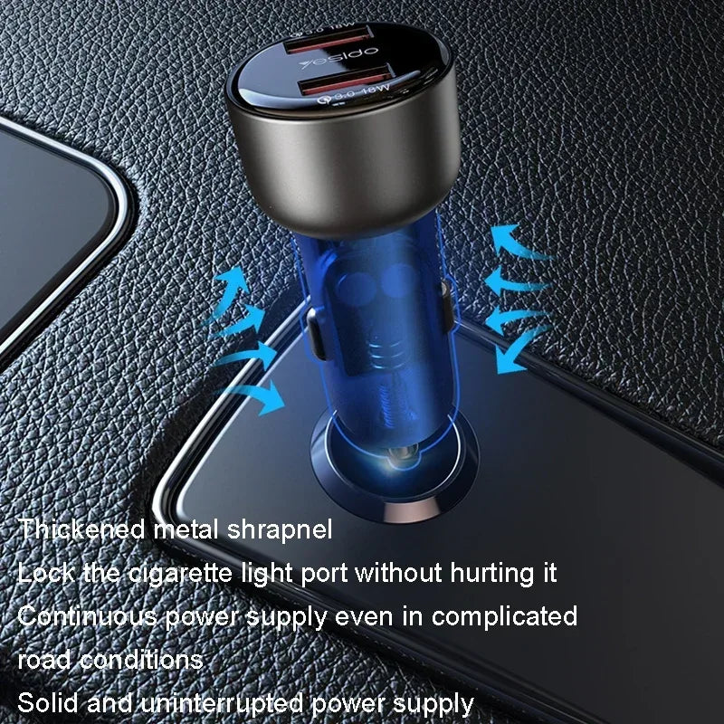 Yesido 18W USB Car Charger with 2 Ports Y51 - Three