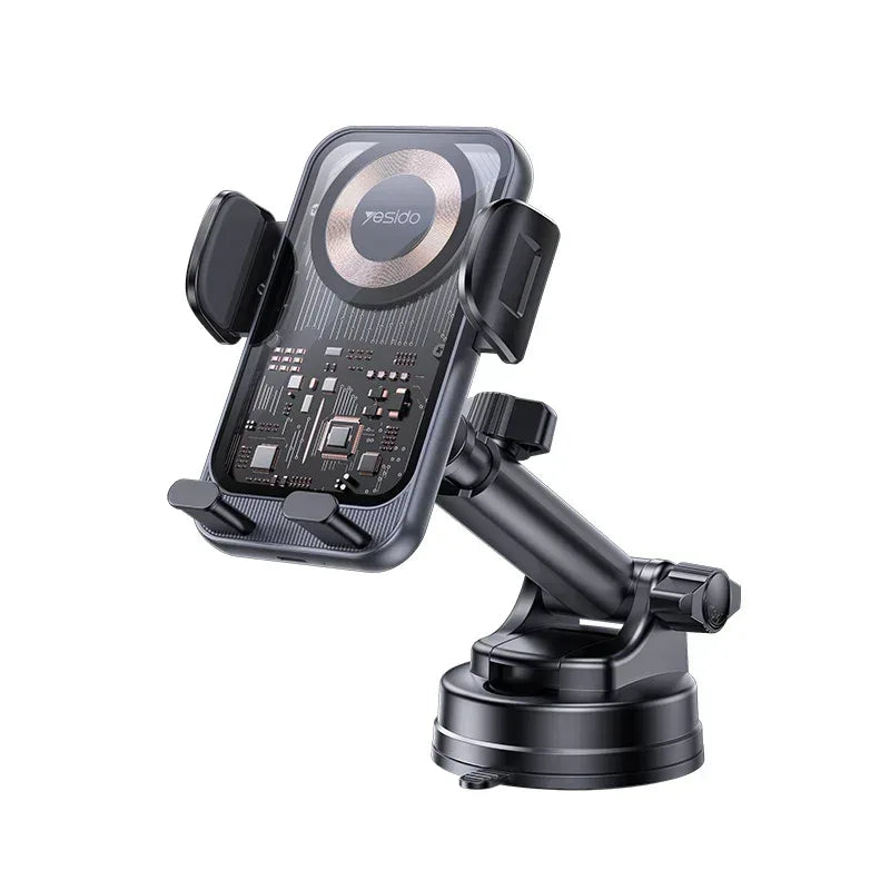 Yesido 360 Rotation Electric Locking 15W Wireless Fast Charging Transparent Car Phone Holder C307 - Three