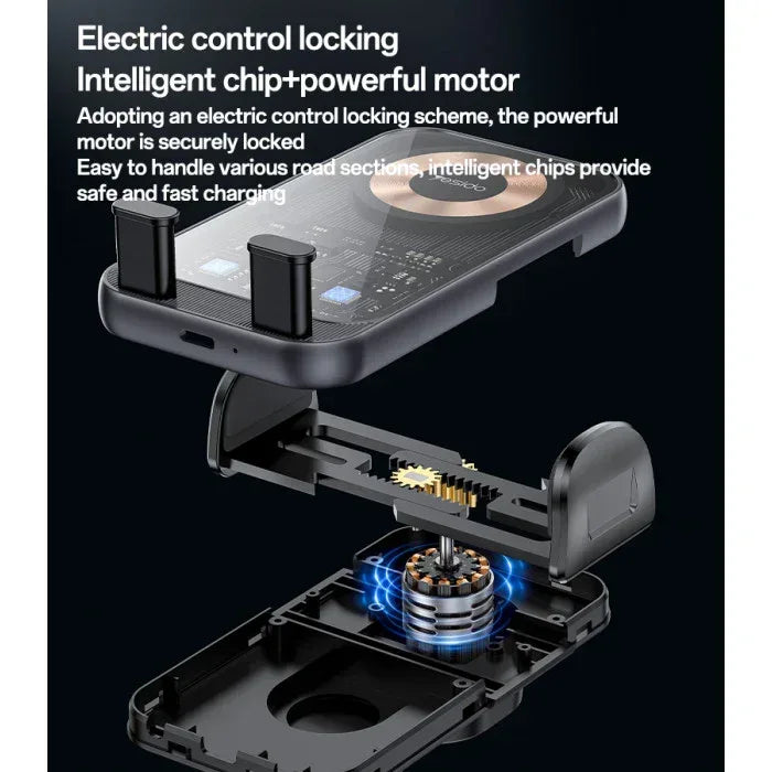 Yesido 360 Rotation Electric Locking 15W Wireless Fast Charging Transparent Car Phone Holder C307 - Three