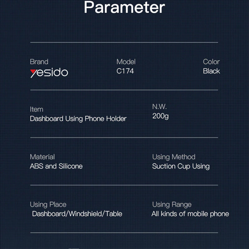 Yesido Suction Cup Telescopic Car Phone Holder C174