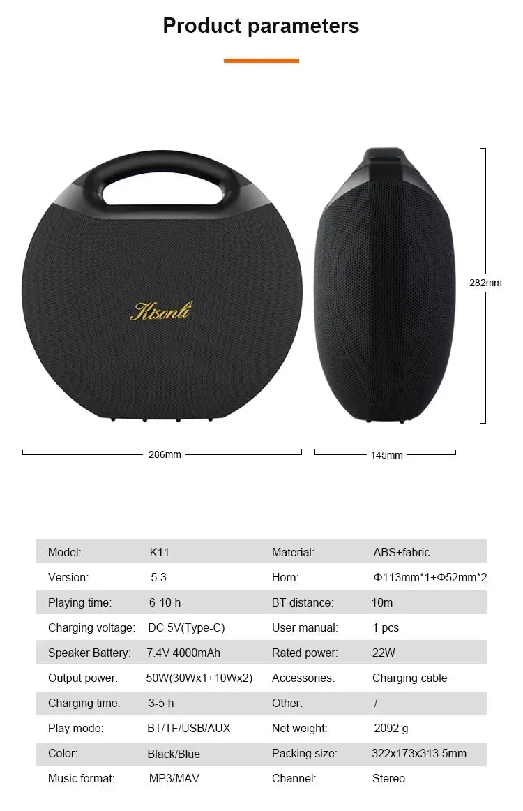 Kisonli Bestselling Wireless Speaker Partybox High Power Outdoor Boombox K11 - Three