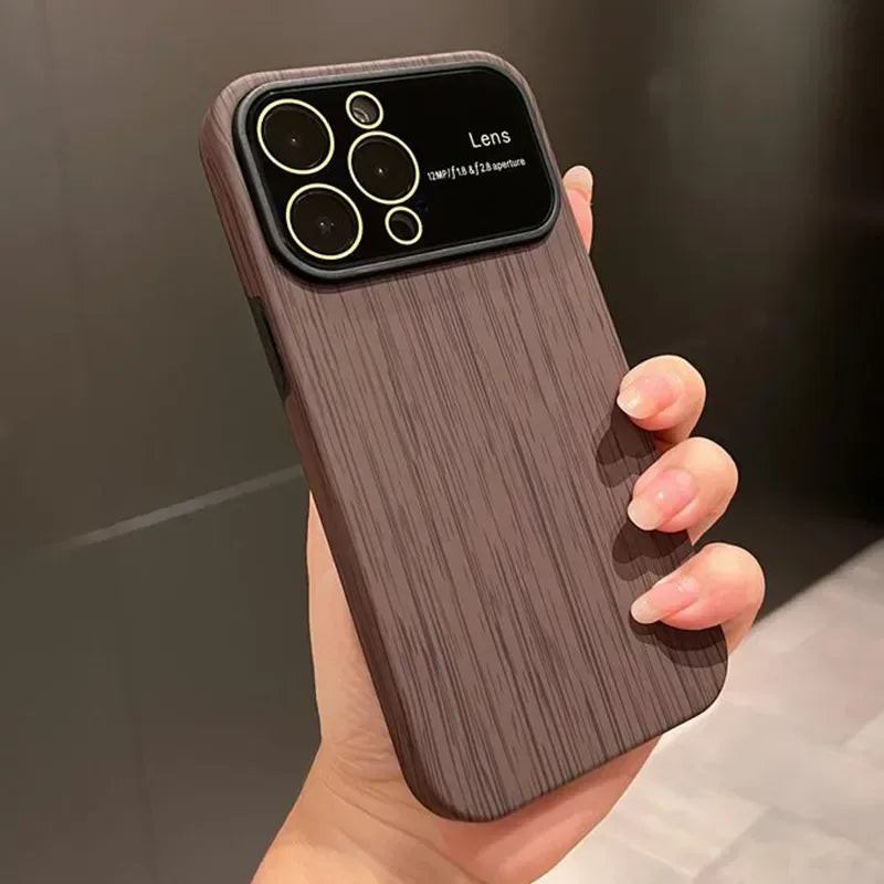 Wood Grain Lens Protection Case iPhone 13 - Three
