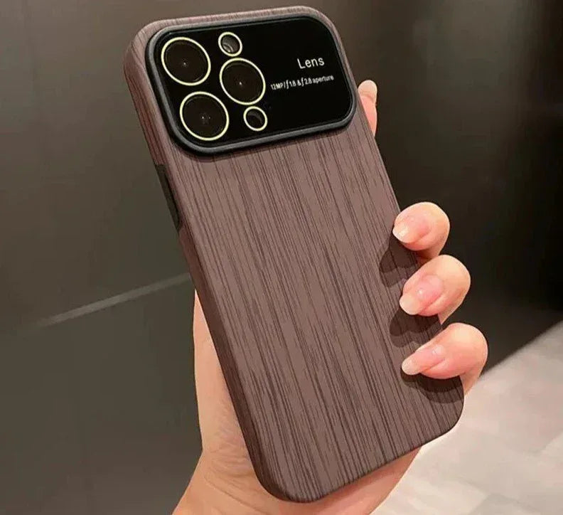 Wood Grain Lens Protection Case iPhone 12 - Three