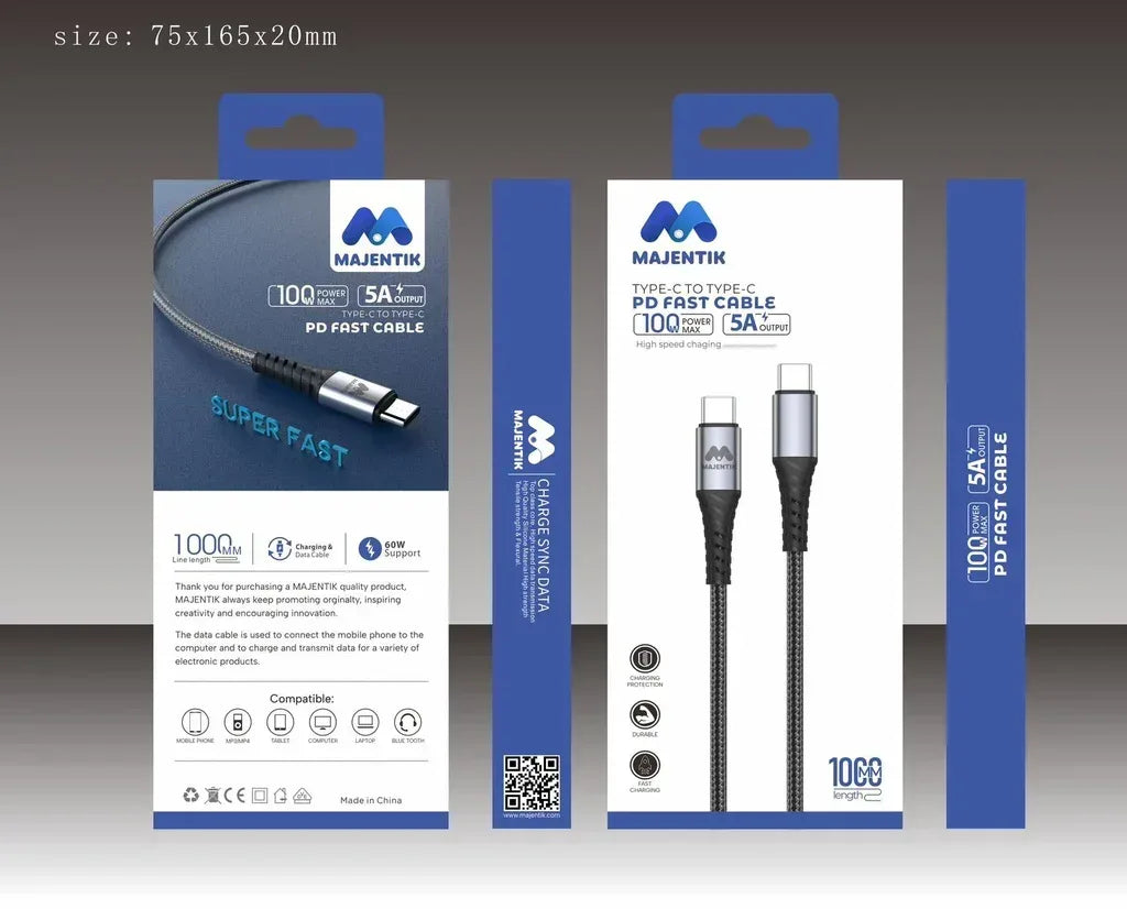 Majentik Fast Charging Cable 100W Type-C To Type-C - Three