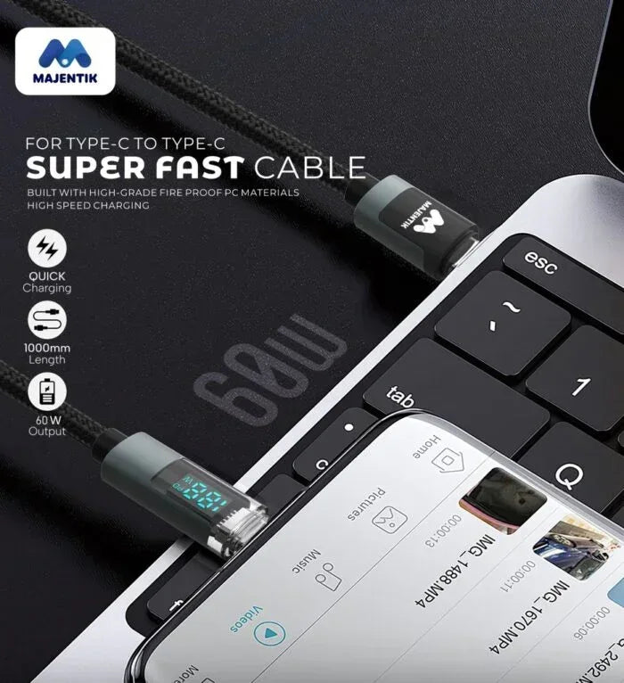 Majentik Led Fast Charging Cable 60W Type-C To Type-C - Three