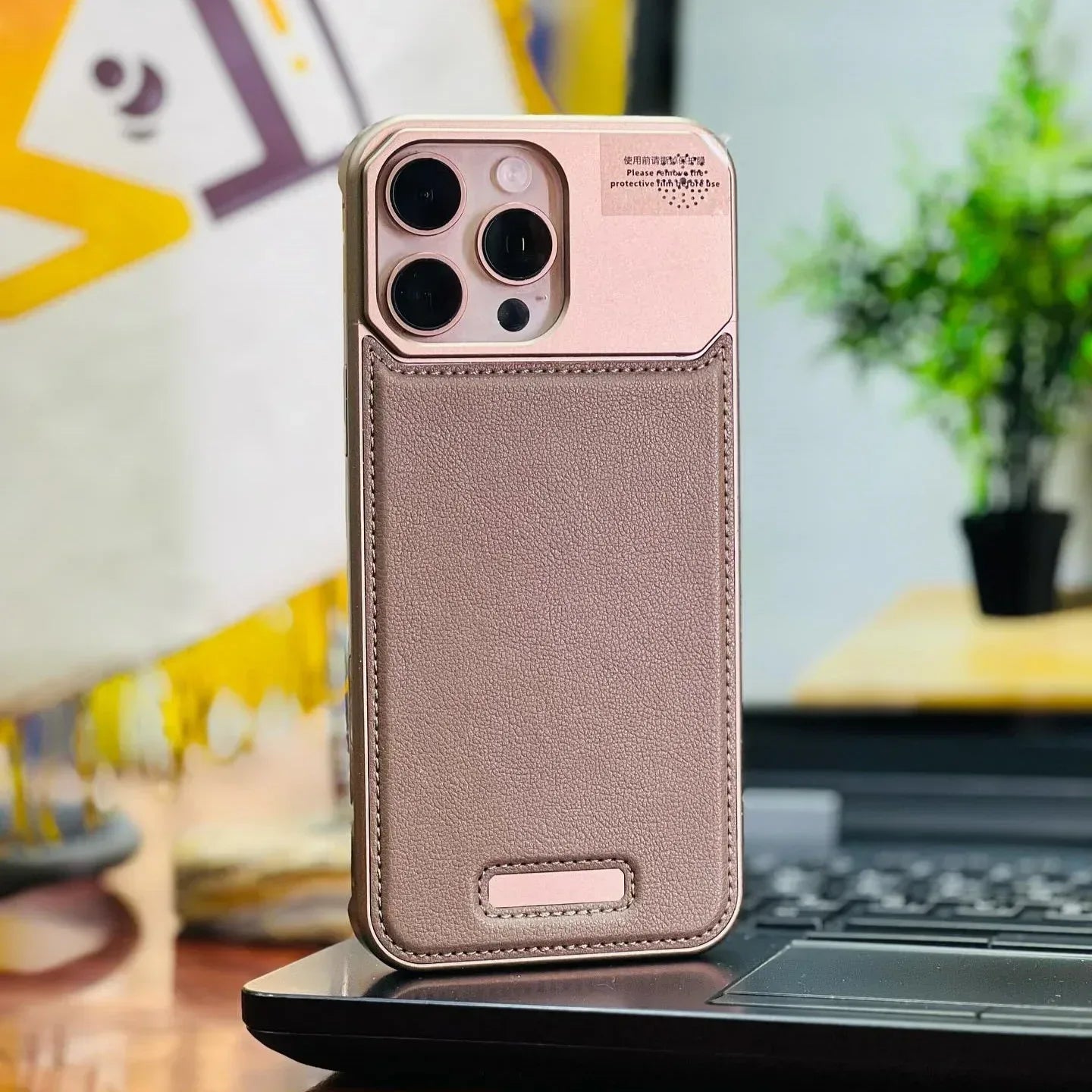 NJOYNY Metal Leather Case iPhone 16 Pro Max - Three