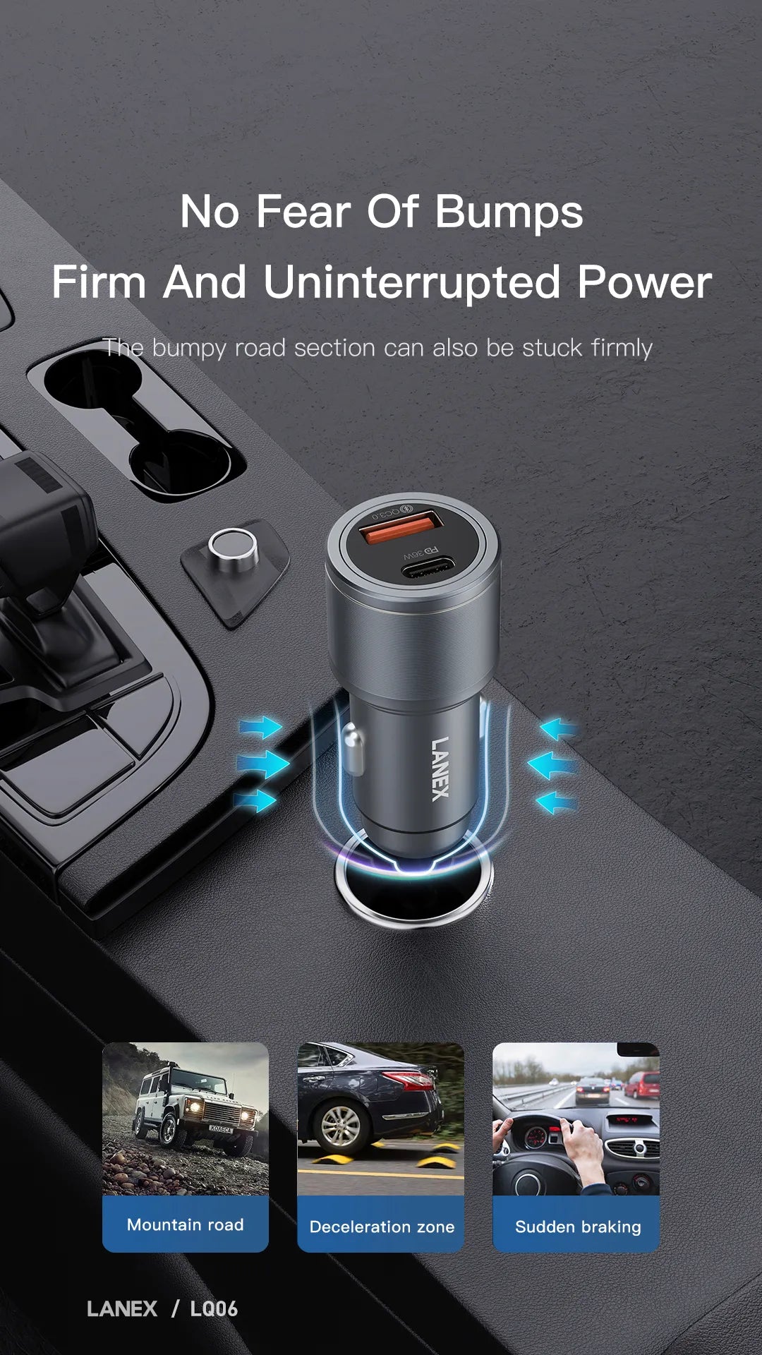 Lanex Car Charger 22.5+36W Fast Charger LQ06