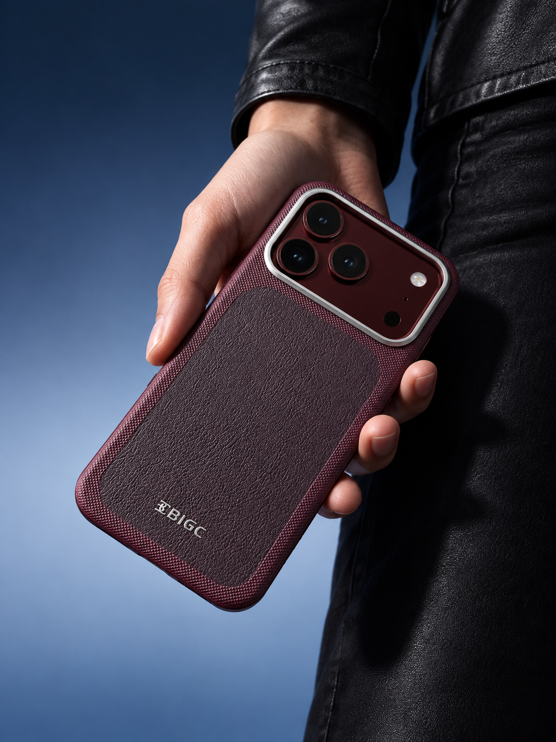 BIGC Burgundy Leather Case iPhone 18 Pro Max