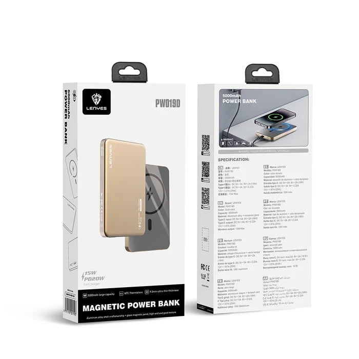 Lenyes 10000mAh 20W PD 15W MagSafe Aluminum Power Bank PW119D