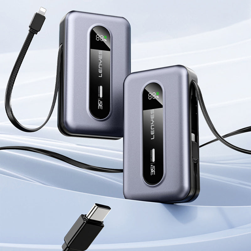 Lenyes 10000mAh 35W Dual Retractable Cable Digital Display Power Bank PX1002D