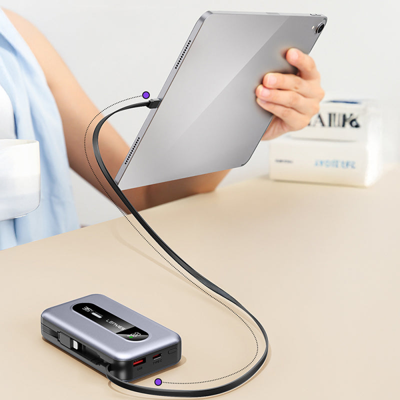 Lenyes 10000mAh 35W Dual Retractable Cable Digital Display Power Bank PX1002D